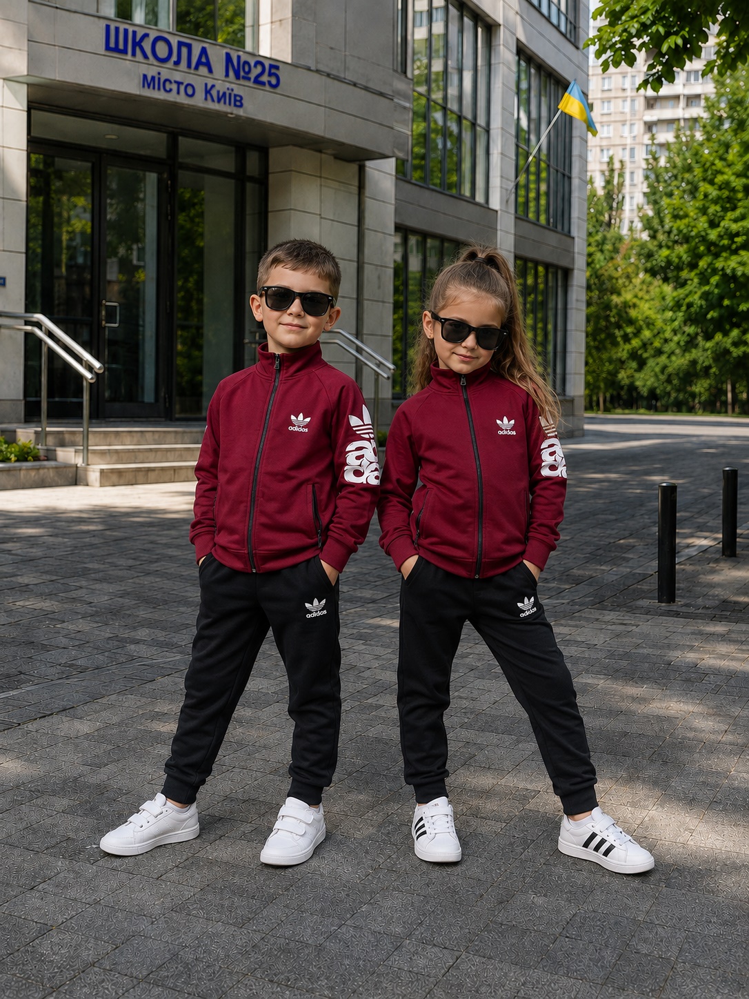 Дитячий костюм Adidas бордо — фото 1