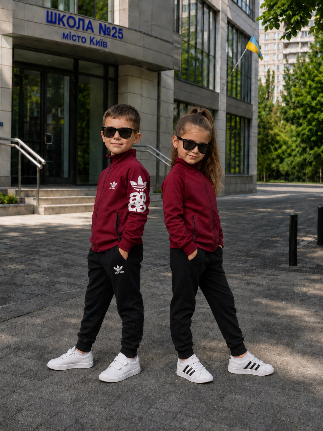 Дитячий костюм Adidas бордо — фото 2