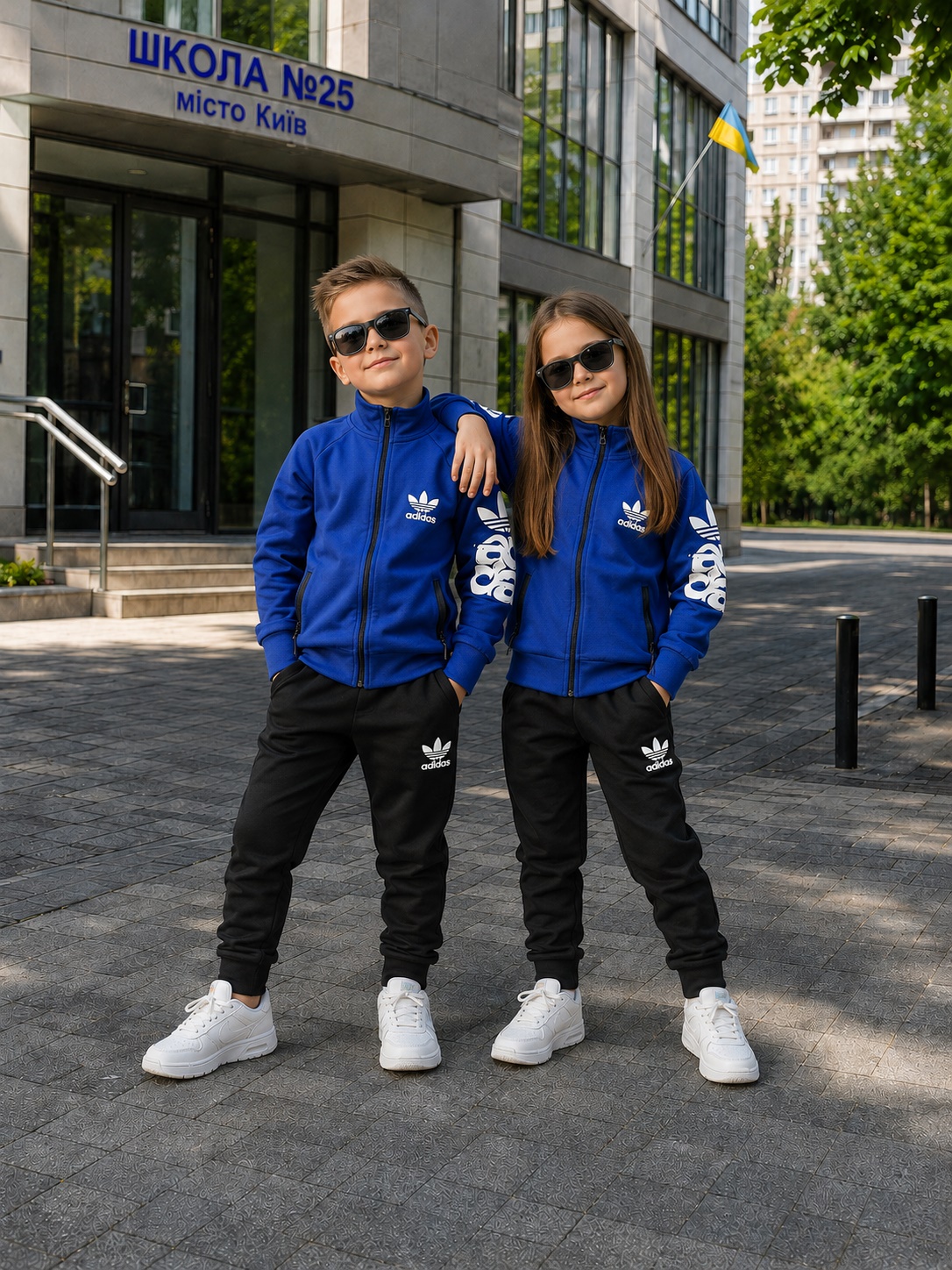 Дитячий спортивний костюм Adidas кольору електрик