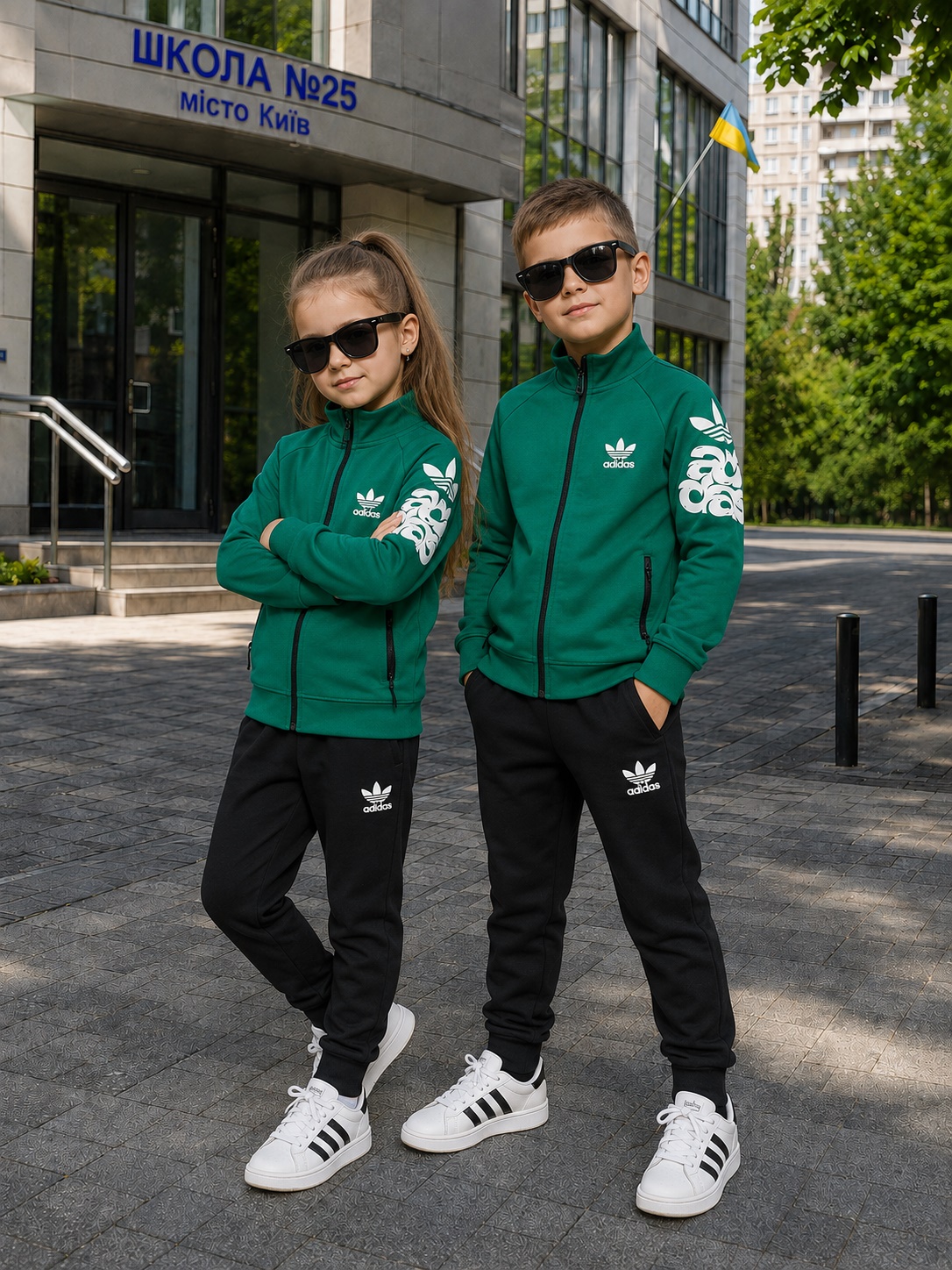 Зелений дитячий костюм Adidas — фото 1